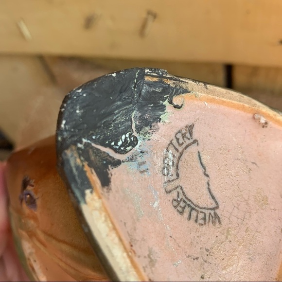 Antique Weller Pottery Vase Ink Stamped Floral - Picture 6 of 6